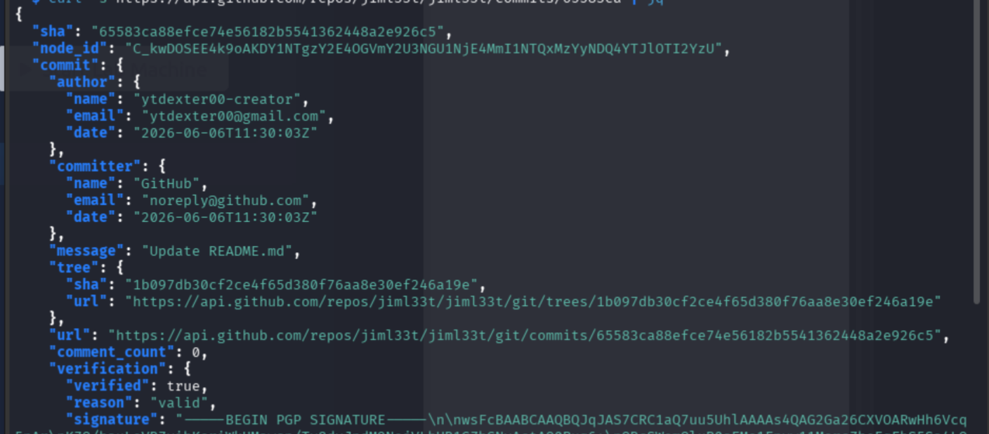 GitHub API pull request details showing PR metadata and commit references